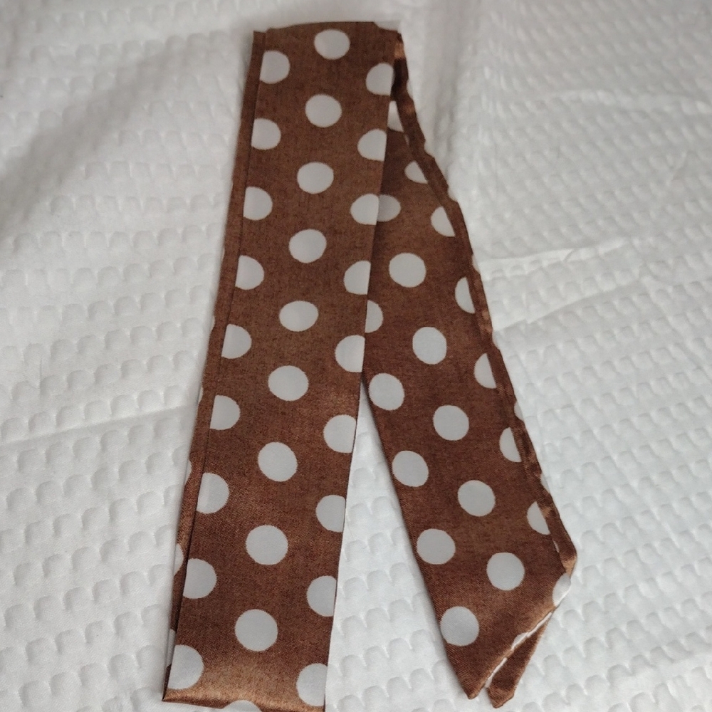 Brown Polka Dot Bag Scarf